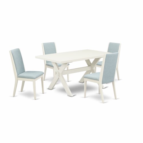 East West Furniture Quincy 5 Piece Wood Dining Set With Fabric Seat In