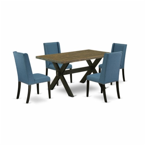 East West Furniture Vancouver 9 Piece Wood Table And Dining Chairs In