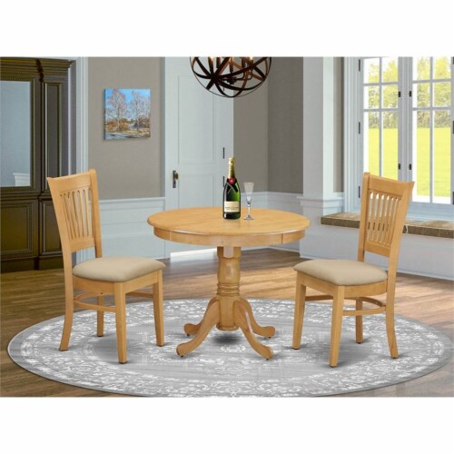 East West Furniture Antique 3 Piece Traditional Wood Dining Table Set