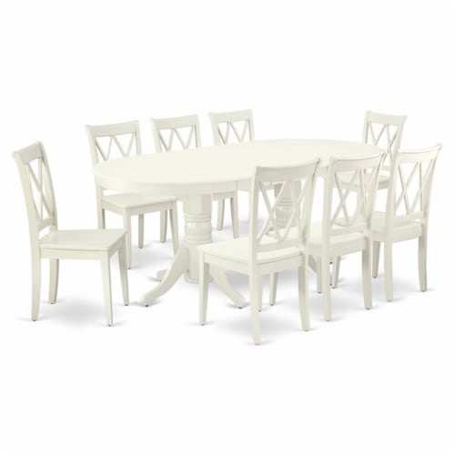 East West Furniture Vancouver 9 Piece Wood Dining Room Set In Linen