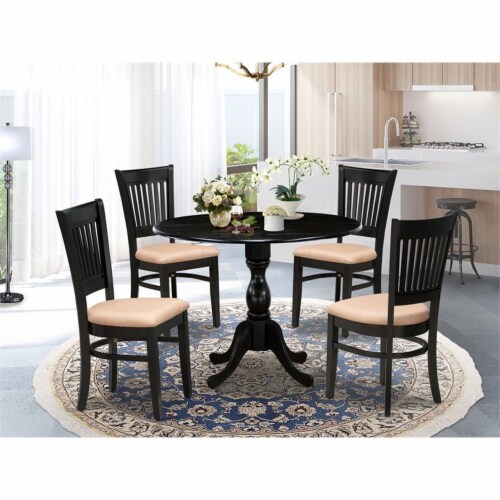 East West Furniture Dublin 5 Piece Wood Dining Set With Linen Seat In