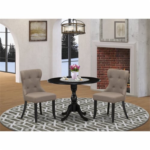 East West Furniture Dublin 3 Piece Wood Dining Set In Black Coffee 1