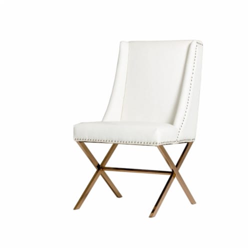 Leatherette Wingback Design Dining Chair With Trestle Steel Base White