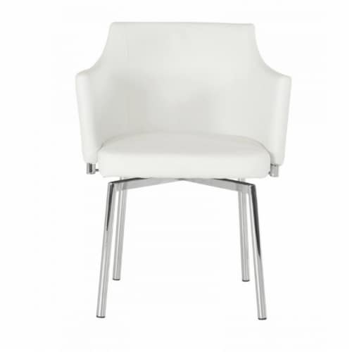 Leatherette Upholstered Swivel Dining Chair With Chrome Metal Legs