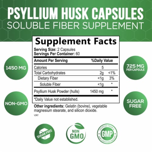 High Absorption Psyllium Husk Capsules Mg Soluble Fiber Supplement