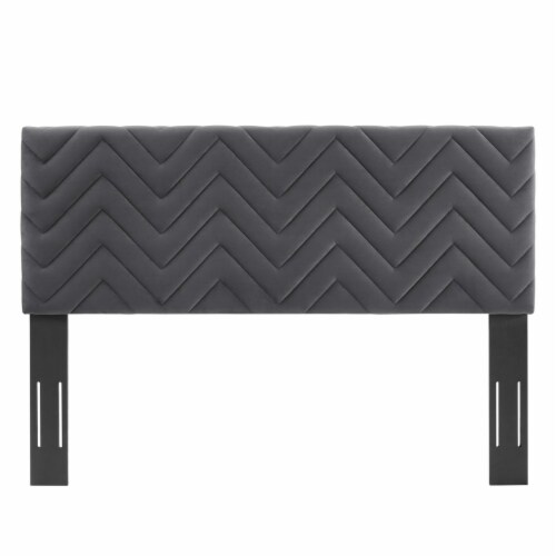 Mercy Chevron Tufted Performance Velvet Full Queen Headboard Charcoal