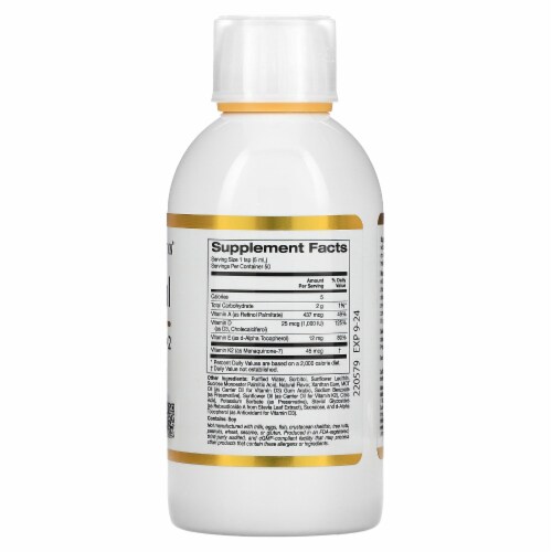 California Gold Nutrition Liposomal Vitamin A D E K Pineapple