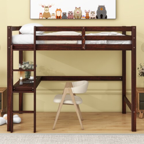 Simplie Fun Twin Loft Bed With Built In Desk Espresso Count Kroger