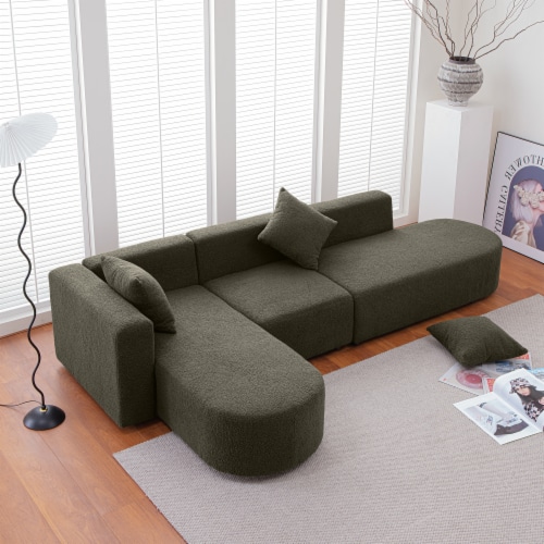 Simplie Fun Modern Sectional L Shape Boucle Sofa With Curved Seat