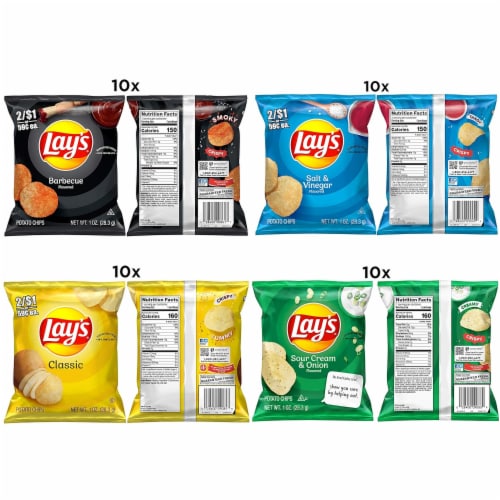 Lay S Potato Chips 4 Flavor Variety Pack 1 Oz Single Serve Bags 40