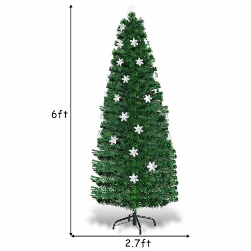 Costway 6FT Pre Lit Fiber Optic Christmas Tree Multicolor Lights 1