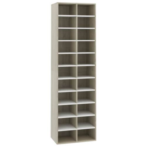 VidaXL Shoe Cabinet White And Sonoma Oak 21 3 X13 4 X72 Engineered Wood