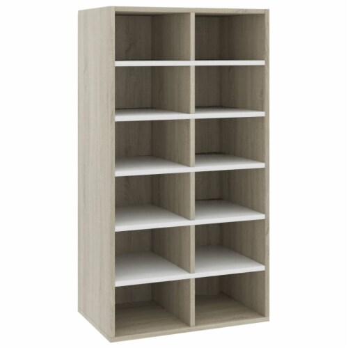 VidaXL Shoe Rack White And Sonoma Oak 21 3 X13 4 X39 6 Engineered Wood