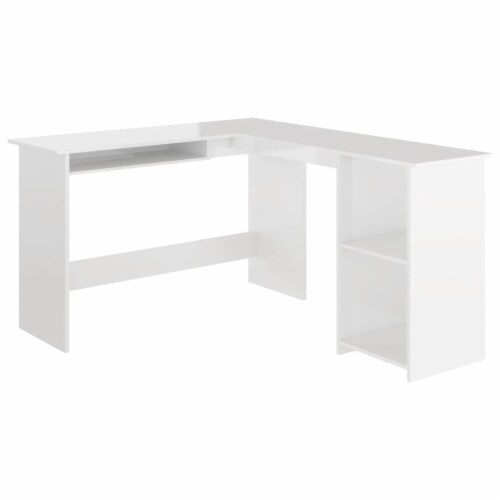 VidaXL L Shaped Corner Desk High Gloss White 47 2 X55 1 X29 5