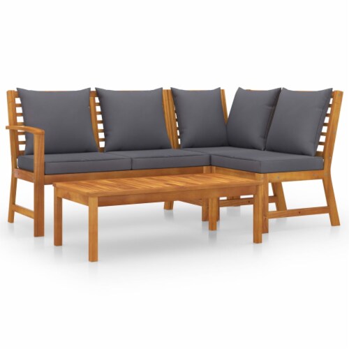 Vidaxl Piece Patio Lounge Set With Cushion Solid Acacia Wood Pcs