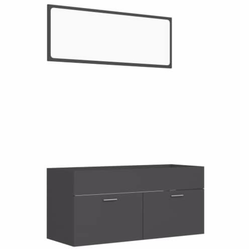 Vidaxl Piece Bathroom Furniture Set Gray Engineered Wood Pieces