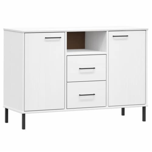 VidaXL Sideboard With Metal Legs White 44 5 X15 7 X30 3 Solid Wood OSLO