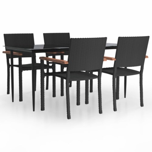 Vidaxl Piece Patio Dining Set Black Poly Rattan X X