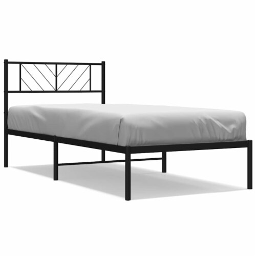 VidaXL Metal Bed Frame With Headboard Black 39 4 X74 8 Twin 77 2 X41 3