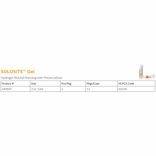 Smith Nephew Solosite Hydrogel Wound Dressing 3 Oz Gel Amorphous