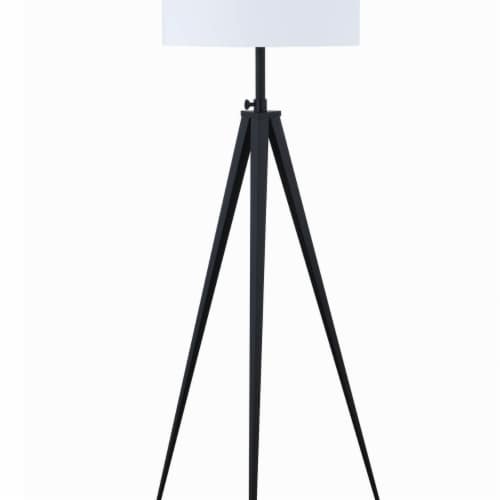 Height Adjustable Metal Tripod Floor Lamp With Fabric Shade White And