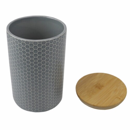 Home Basics Honeycomb Large Ceramic Canister Grey Each Ralphs