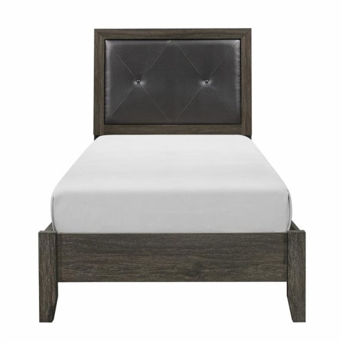 Lexicon Edina Contemporary Wood And Faux Leather Twin Bed In Dark Gray