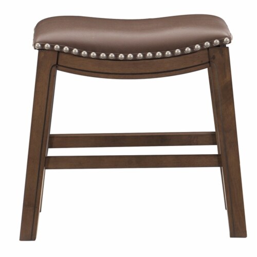 Pemberly Row Faux Leather Saddle Dining Stool In Brown Kroger