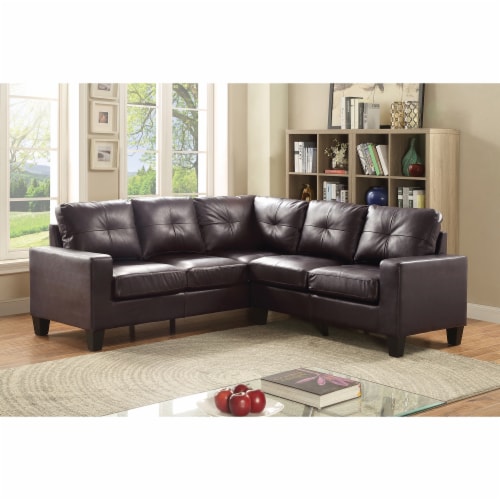 Newbury 82 In W 2 Piece Faux Leather L Shape Sectional Sofa In Dark