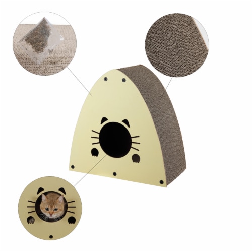 Koko Modern Cardboard Triangle Cat Cave Scratcher With Catnip