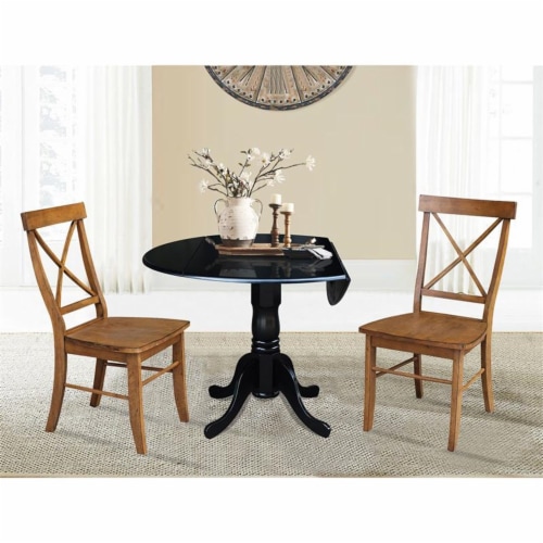 In Dual Drop Leaf Table With Cross Back Dining Chairs Piece