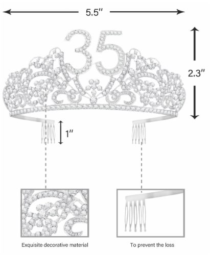 VeryMerryMakering 35th Birthday Sash Tiara Set Glitter Sash