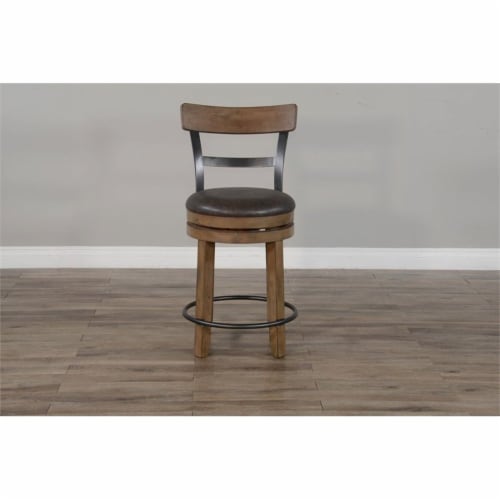 Sunny Designs Doe Valley Mahogany Wood Swivel Barstool In Taupe