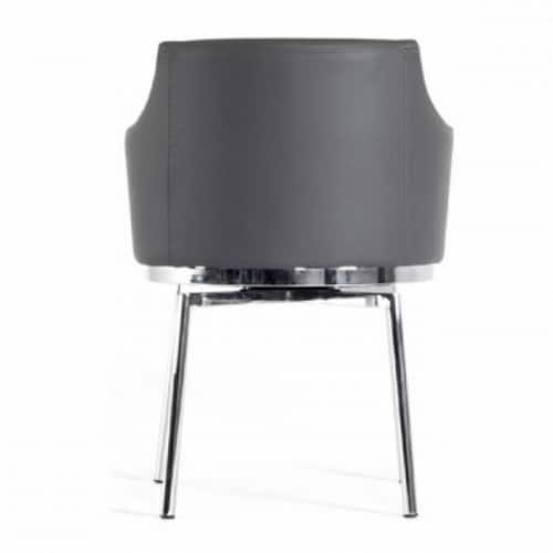 Leatherette Upholstered Swivel Dining Chair With Chrome Metal Legs