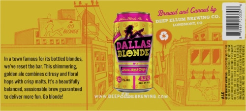 Deep Ellum Brewing Co Dallas Blonde Ale Craft Beer 12 Cans 12 Fl Oz