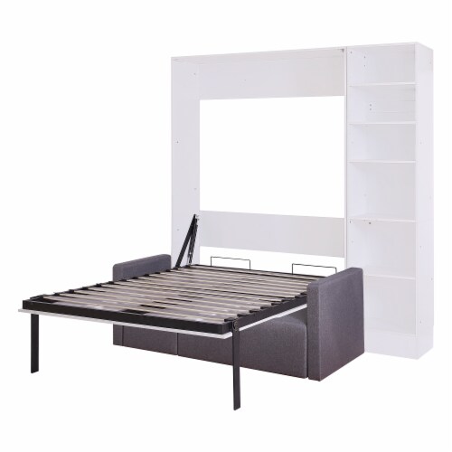 Simplie Fun Full Size Murphy Bed Wall Bed With Sofa With Shelves