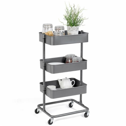 Gymax 3 Tier Metal Rolling Utility Cart Storage Mobile Organization 1