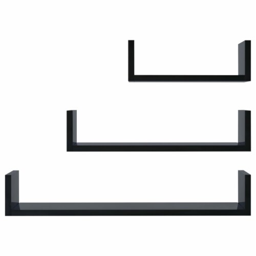 VidaXL Wall Display Shelf 3 Pcs High Gloss Black Engineered Wood 23 6