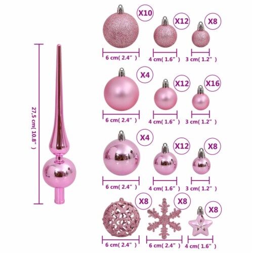 VidaXL 111 Piece Christmas Bauble Set Pink Polystyrene 14 2 X4 7 X9