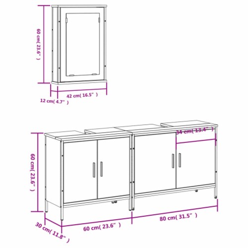 Vidaxl Piece Bathroom Furniture Set Black Engineered Wood X