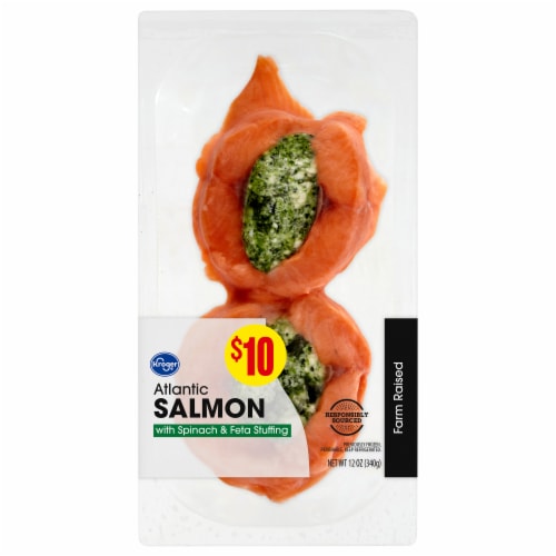 Kroger Spinach Feta Cheese Stuffed Atlantic Salmon Portions 12 Oz