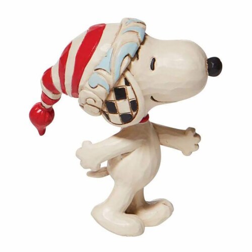 Enesco Jim Shore Peanuts Snoopy Wearing Red And White Stocking Cap Mini