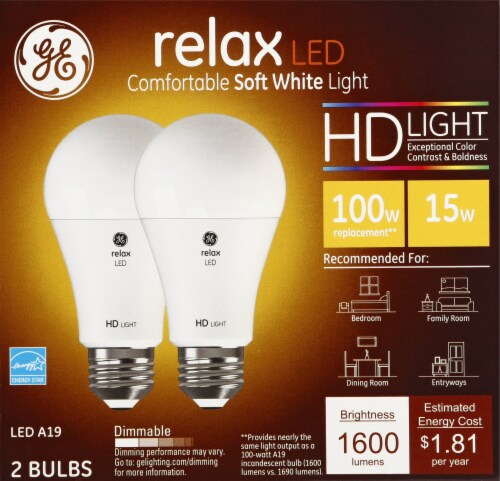 GE Relax HD Light LED 17 Watt 100 Watt Soft White A21 Light Bulb 2