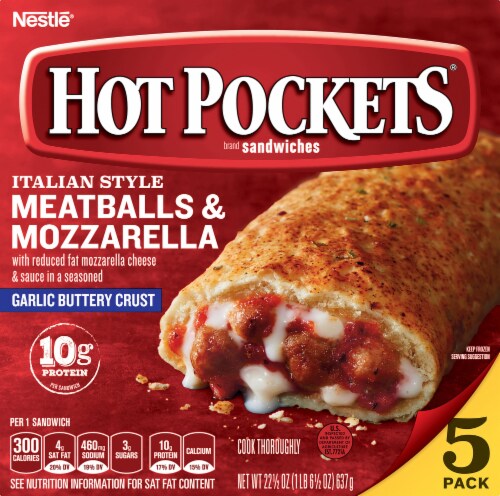 Hot Pockets Italian Style Meatballs Mozzarella Garlic Buttery Crust