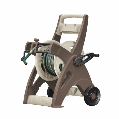 Suncast Slide Trak Hosemobile Hose Reel Cart Mocha Light Taupe