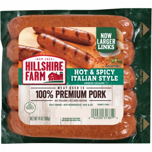 Hillshire Farm Hot Spicy Italian Style Smoked Sausage 6 Count 14 Oz