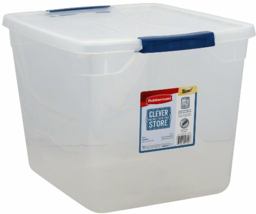 Rubbermaid Clever Store Basic Latch Storage Bin With Lid Clear 30 Qt