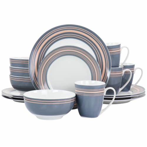 Gibson Home Silver Wind Piece Fine Ceramic Dinnerware Set In Grey