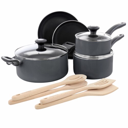 Martha Stewart Everyday 12 Piece Aluminum Nonstick Cookware Set In Gray