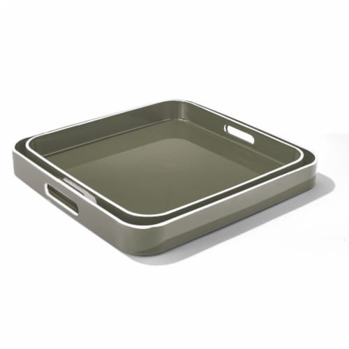 Sage Square Set Of Serveware Trays With White Rim Handles Kroger